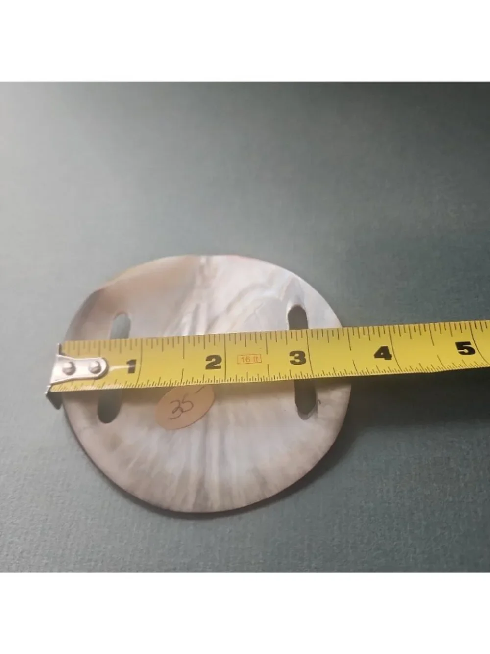 NOS 1970s Vintage Mother of Pearl Shell Belt Slide Pareo Buckle Boho Chic